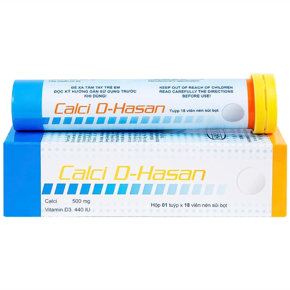 Calci D Hasan (T/18v)  – Viên sủi bổ sung Canxi + Vitamin D₃, hỗ trợ xương chắc khỏe